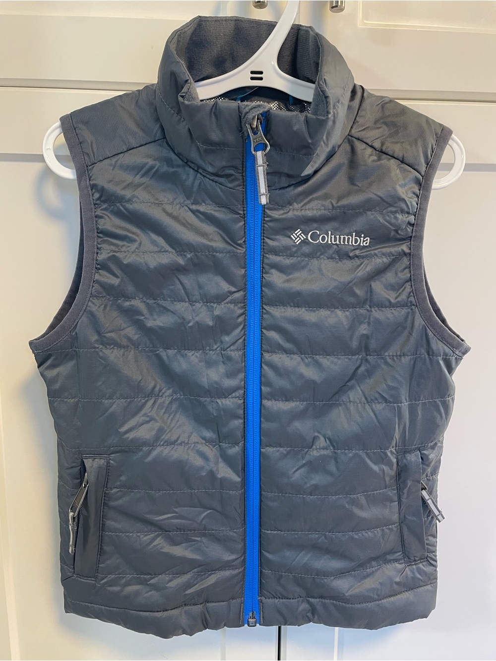 Columbia Kids Omni-Heat Puffer Vest Gray Blue Zip